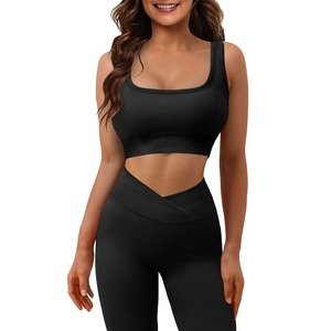 Workout Wholesale Custom Logo Fitness Set Active Wear Women Gym Clothes Kit Sweat Suit Lift Long Sleeve 2 Piece Yoga Sets - Product Image 1