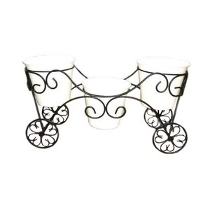 Pot de fleurs moderne en fer avec support pour plantes d'intérieur/extérieur, léger et durable, décoration de jardin au design minimaliste - Product Image 3