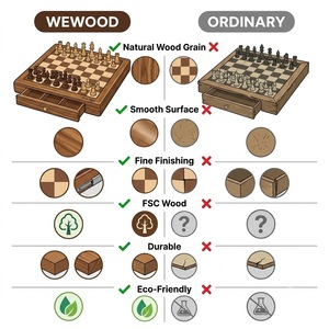 Juego de Mesa Clásico de Madera Hecho a Mano Personalizado al por Mayor con Cajón Magnético Modelo WW0016 - Fabricante OEM de Fábrica - Product Image 4