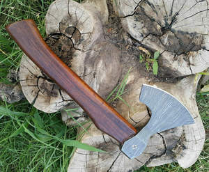 Hache Viking artisanale personnalisée 2024 en acier Damas haute teneur en carbone de qualité industrielle avec manche en bois de rose, hachette de camping, garantie 3 ans - Product Image 2