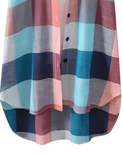 Vestido Camisero Largo a Cuadros Multicolor Personalizado para Mujer, Estilo Túnica Oversize con Botones, Casual, para Otoño e Invierno - Product Image 6