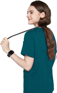 Conjunto de uniforme médico color borgoña para mujer, con blusa de cuello en V con bolsillos y pantalones con cordón ajustable, uniformes de hospital para enfermeras y médicos - Product Image 4