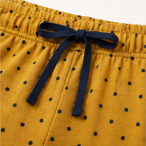 Custom Mustard Yellow Polka Dot Womens Relaxed Fit Drawstring <b>Lounge</b> <b>Shorts</b> Combed Cotton Jersey WPSHORT-0013 - Product Image 6