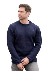 Pull en laine acrylique à col rond pour homme, manches longues, couleur unie, anti-boulochage, cardigan, vêtements d'hiver, tenues décontractées - Product Image 6