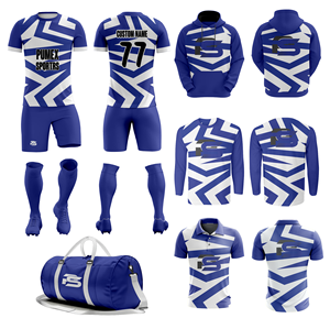Camiseta de Fútbol Sublimada Azul 2026, 100% Poliéster, Personalizada, de Secado Rápido, Transpirable, Uniforme de Fútbol Unisex - Product Image 1