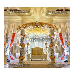Indian <b>Wedding</b> Jali Pillar Mandap Durable Portable Fiber Reinforced Plastic Chairs Decorations Party Supplies Packaged in <b>Box</b> - Product Image 1