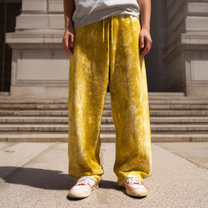 Pantalon de survêtement baggy pour homme, coupe large, effet délavé (Stone Wash et Acid Wash), style streetwear, en molleton 550 GSM, idéal hiver, style pyjama - Product Image 1