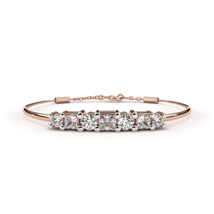 Bracelet jonc ajustable en diamant de laboratoire, taille ronde et taille princesse, certifié IGI, pour femme - Product Image 2