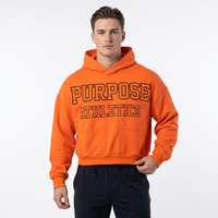 Sweat-shirt à capuche court unisexe en molleton surdimensionné Purpose Athletics Orange avec logo frontal et poche, idéal pour l'automne