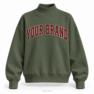 Sweat-shirt surdimensionné à col montant vert olive personnalisé pour femme, avec appliqué plat et logo brodé, 32 couleurs, tailles XS-3XL - Product Image 1