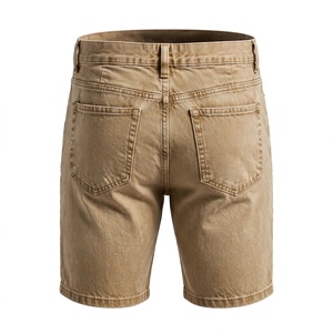 Amkoor Men's Custom Logo Bermuda <b>Shorts</b> Tan <b>Polyester</b> Cotton Worsted Fabric Elastic Waist Classic Casual <b>Shorts</b> with Pockets - Product Image 3