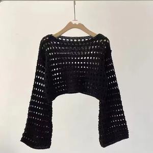 Nouvelle mode printemps, pull cardigan à col rond à manches longues de couleur unie pour femmes - Product Image 4