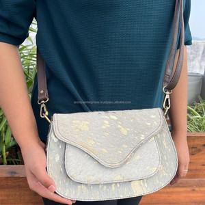 Metallic Fur Leather New Arrival Handbag Sling Bag Gypsy Boho Real Leather Vintage Handmade Western Style Multi Uses Sling Bag - Product Image 3