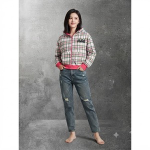 Blouson réversible unisexe à logo personnalisé, rose à carreaux, avec fermeture éclair, à capuche, épais, double face, style bomber, vente en gros, fournisseur OEM - Product Image 3