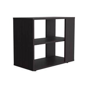 19.7-Inch High Side <b>Table</b> <b>Black</b> End <b>Table</b> and <b>Sofa</b> <b>Table</b> with Two Shelves for Garden Console Use - Product Image 2