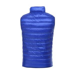 Chaleco Acolchado de Plumón sin Mangas para Hombre, Cuello Alto, Color Gris, Cierre de Cremallera, Cortavientos, Estilo Casual, Corte Regular, Color Sólido - Product Image 4