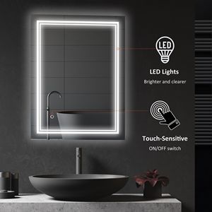 Specchio da Bagno a LED 32x24 da Parete, Specchio Intelligente con Touch Screen, Impermeabile, Cornice in Rame, Illuminazione Orizzontale e Verticale - Product Image 5