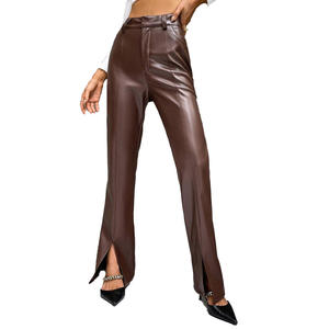 Pantalones de Invierno de Cuero Genuino Negro para Mujer, Cintura Media, Corte Regular, Jeans Rectos con Efecto Levanta Glúteos - Product Image 2