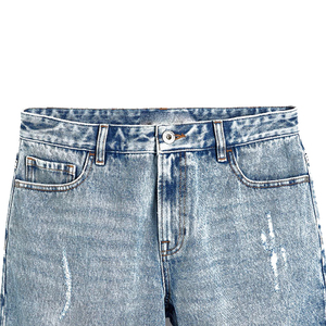 Pantalones Cortos de Mezclilla de Algodón Lavado Oscuro, Estilo Vintage, Holgados y Desgastados, Personalizados, para Hombre, Moda Urbana de Verano - Product Image 6