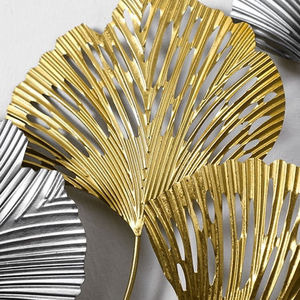 Sculpture murale élégante en métal en forme de feuille de Ginkgo, dorée et noire, décoration botanique suspendue pour chambre à coucher, salon, intérieur de la maison - Product Image 6