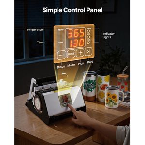 Presse à chaud pour gobelets 11-30 oz, chauffage rapide et uniforme avec gants isolants, réglage facile de la température et du temps - Product Image 4