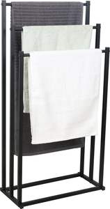 Porte-serviettes sur pied à deux niveaux, petit séchoir à serviettes, support noir pour serviettes et couvertures pour salle de bain - Product Image 6