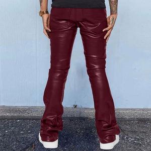 Men's wide leg PU coated pants Waterproof autumn workwear Multiple pockets elastic waist Drawstring closure style - Product Image 6