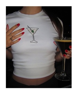 T-shirt vintage plaqué argent avec perles en forme de cœur, pour la création d'échantillons de chemises en coton, broderie perlée, perles pour bébé - Product Image 2