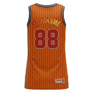 Camiseta de baloncesto personalizada para mujer con rayas naranjas, transpirable, de secado rápido, para entrenamiento, torneo, sin mangas, ropa deportiva. - Product Image 2