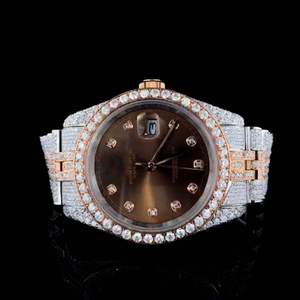 Reloj de Lujo Clásico para Hombre con Cuarzo, Diamantes VVS, Caja de Oro Amarillo, Edición Limitada, Movimiento ETA, Correa Simple - Product Image 1