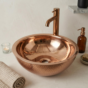 Lavabo de Cobre Martillado, Lavabo Decorativo para Baño, Lavabo Redondo para Baño, para Hogar y Hotel - Product Image 5