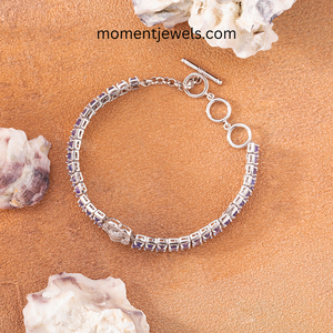 Fashion OL Geometric Silver <b>Gemstone</b> <b>Bracelet</b> for Women Solid Silver 13g Link Chain <b>Bracelets</b> - Product Image 2