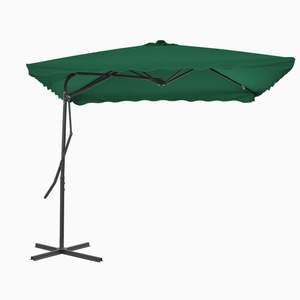 Grand parasol de jardin en polyester vert avec base en acier - Product Image 1