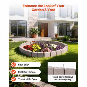 Kit de jardinage sans crevaison de 4,7 m (15,5 pi) – Blocs de bordure paysagère en faux pierre pour pelouses, parterres de fleurs et jardins – Lot de 4 sections individuelles - Product Image 2