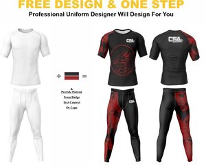 ชุดออกกำลังกาย MMA ขายดี ชุดรัดกล้ามเนื้อ BJJ Rush Guard และกางเกงขาสั้น ผ้าสแปนเด็กซ์สั่งทำพิเศษ พิมพ์ลายแบบ Sublimation ชุดรัดกล้ามเนื้อผู้ชาย - Product Image 2