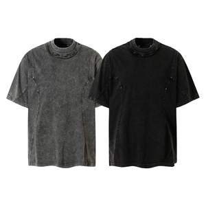 T-shirts professionnels pour clients, col rond, effet délavé, vintage, surdimensionnés - Product Image 5