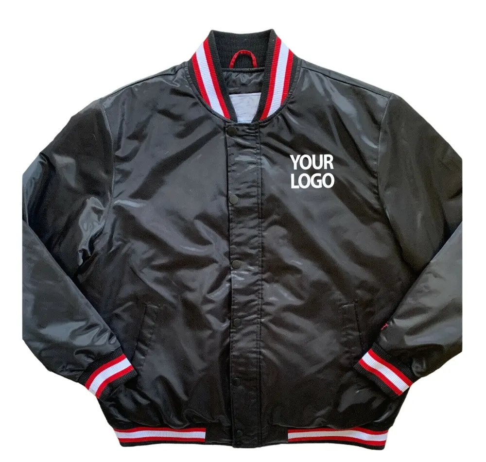 Custom Baseball Varsity Bomber Jacket satin Hot Sale for Men's Satin Polyester jackets