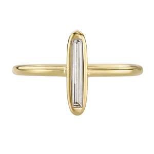 Women's 14k solid Gold Baguette Cut <b>Diamond</b> <b>Ring</b> Minimalist Style IGI Certified Engagement <b>Ring</b> - Product Image 1