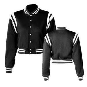 Custom <b>Womens</b> Crop College Varsity <b>Jacket</b> Baseball <b>Bomber</b> Style Quilted Warm Breathable Outerwear Wholesale - Product Image 4