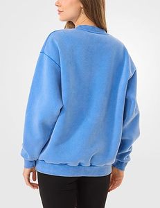 เสื้อสเวตเชิ้ตคอกลมสีดำฟอกสีทรงโอเวอร์ไซส์ ผ้าฟลีซคุณภาพสูง 100% คอตตอน เนื้อหนา สไตล์วินเทจ ล้างสีแบบแอซิดวอช - Product Image 6