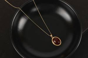 Collar Infantil con Gema Ovalada de Cornalina, Plata de Ley 925, Chapado en Oro de 14K, Colgante Natural Curativo, Joyería Elegante - Product Image 4