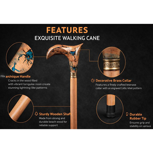 Canne décorative en bois pour hommes et femmes, canne de marche artisanale de haute qualité, fournisseur en gros de cannes de marche en bois - Product Image 5