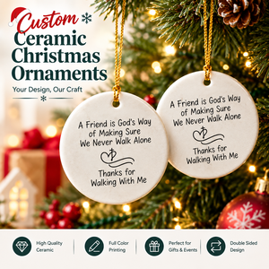 Ornement de Noël personnalisé en céramique par sublimation, double face, avec photo de famille, à suspendre - Product Image 1