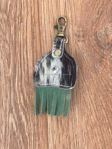 Porte-clés en cuir de vachette fait main porte-clés en cuir de forme exotique mignon porte-clés en cuir de vachette turquoise à franges pour unisexe - Product Image 6