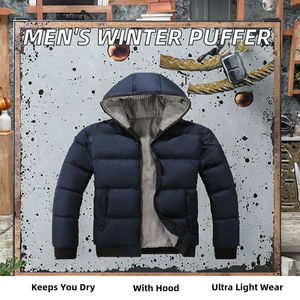 Blouson d'hiver matelassé de haute qualité pour homme, imperméable, respirant, coupe-vent, à capuche, en toile, avec fermeture éclair frontale, chaud, pour l'extérieur - Product Image 2