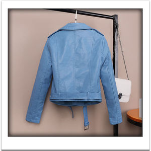 New Winter Fashion Regular Button-Up Collar Waterproof Windproof Faux Leather Motorcycle <b>Jacket</b> <b>Women</b> Zipper Pu Casual Coat Faux - Product Image 4