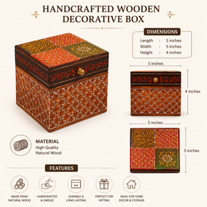 Boîte à bijoux en bois colorée artisanale |   Boîte de rangement décorative pour souvenirs |   Boîte cadeau multifonctionnelle faite à la main (empilable) - Product Image 5