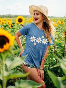 Camiseta con Estampado Personalizado para Mujer, Camiseta Gráfica de Moda, Top Informal de Algodón Suave, Manga Corta, Atuendo Elegante para Mujer, Ligero, Verano - Product Image 4