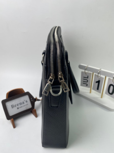 Porte-documents classique pour homme en cuir véritable avec fermeture éclair, sac souple et résistant pour affaires - Product Image 5