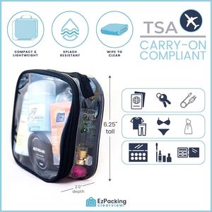 Borsa da viaggio trasparente approvata TSA 3-1-1 per articoli da toeletta, formato quart, custodia trasparente per liquidi, per sicurezza aeroportuale, riutilizzabile, sicura per il bagaglio a mano - Product Image 2